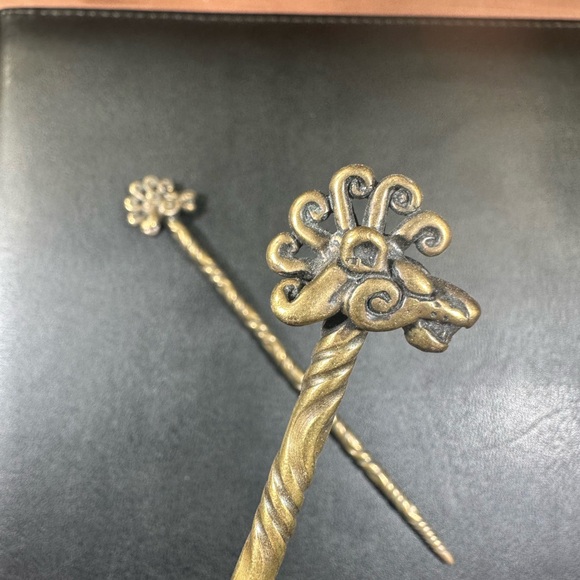 Vintage Brass Hair Sticks - Picture 6 of 6